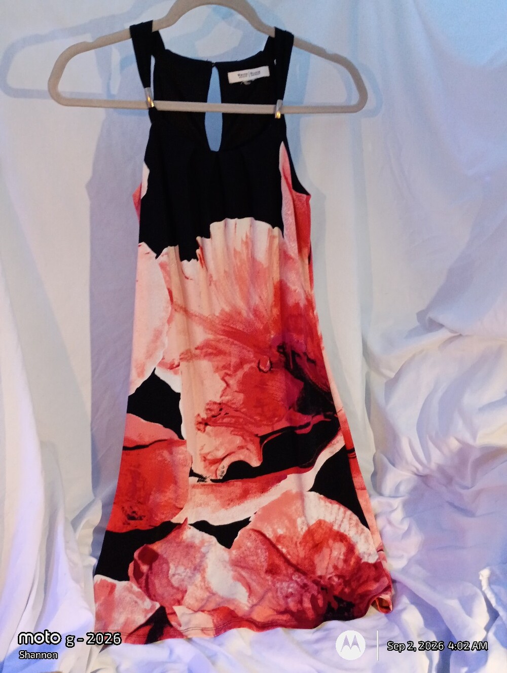 White House Black Market Black and Red Floral Maxi Dress